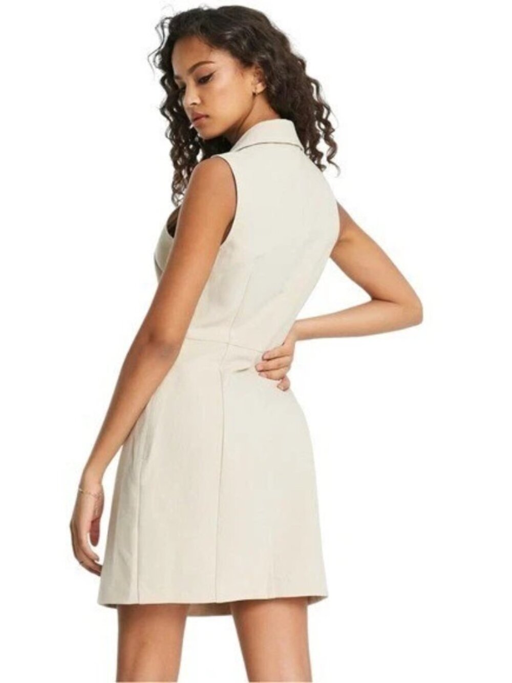 ABERCROMBIE & FITCH sleeveless blazer mini dress in black (M) - Picture 4 of 14